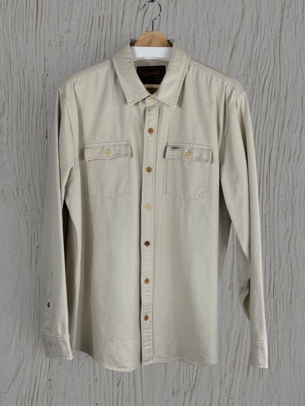 Howler Brothers Novato Shirt Oatmeal Large Sashiko Western Preowned Excellent
